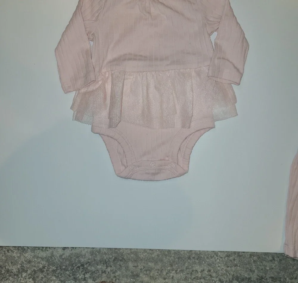Carters Baby Pink Ribbed Tulle Bodysuit & Leggings Set Size 3 Months
